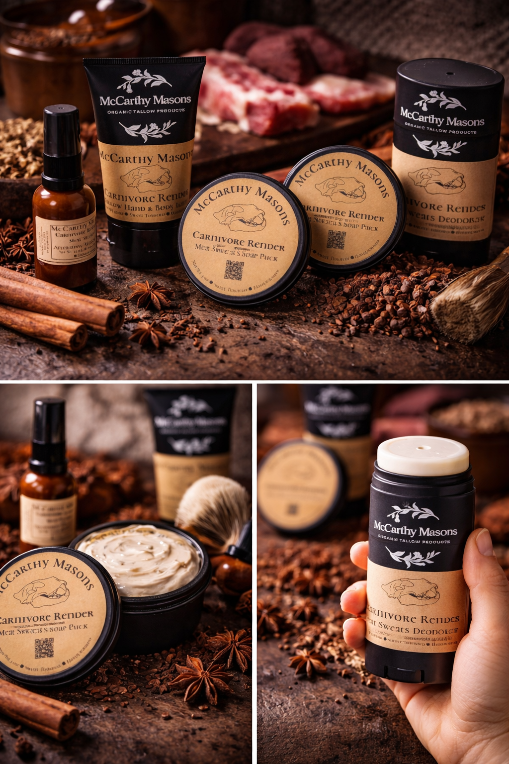 Carnivore Render “Meat Sweats” Full Grooming Kit – 6 Piece Tallow Skincare & Shaving Set for Men
