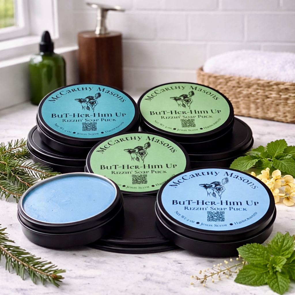 BuT-Her-Him Up Rizzin’ Tallow Soap Puck – Natural Body Soap for Men