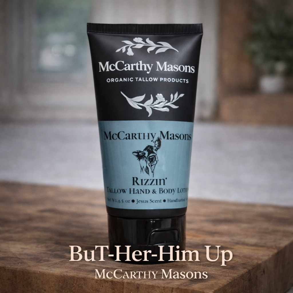 BuT-Her-Him Up Rizzin’ Hand & Body Lotion – Handcrafted Natural Tallow Moisturizer for Men